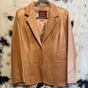 Tan Leather Women's Jacket size 14